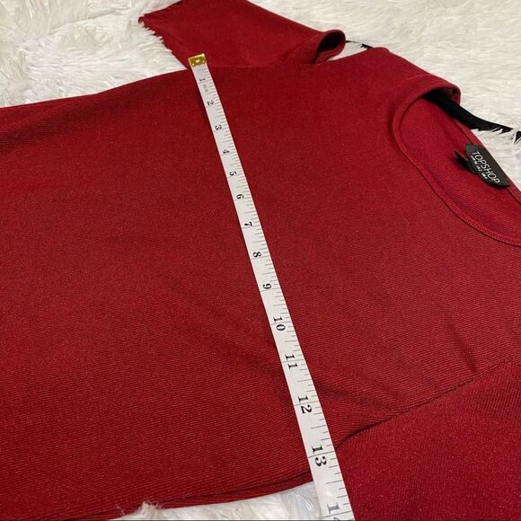 TopShop Ribbed Cold Shoulder Mini Dress in Red Size 2 - Picture 4 of 9
